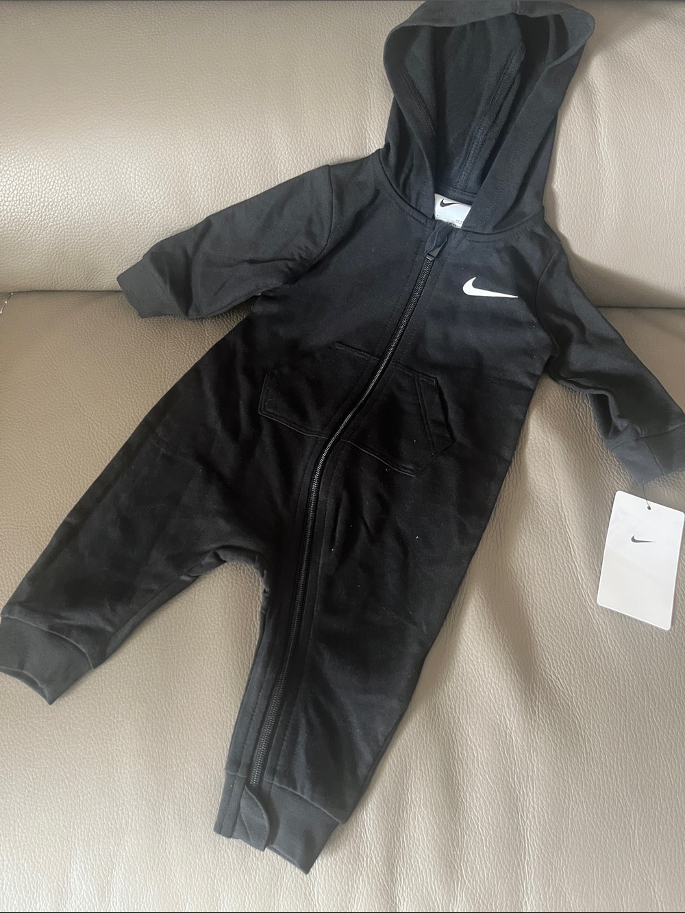 NWT Nike Baby Hooded Coverall / One-Piece Romper - Black 6M